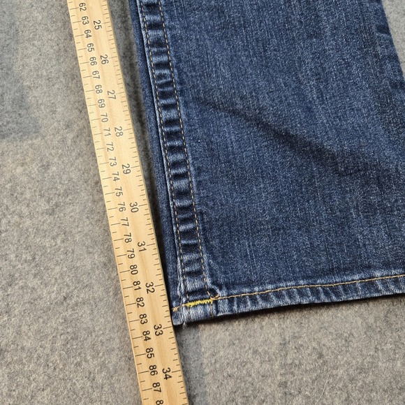 True Religion Jeans Womens 27 Fits 30x33 Blue Denim Straight Leg Flap Pocket Y2k - Picture 13 of 14